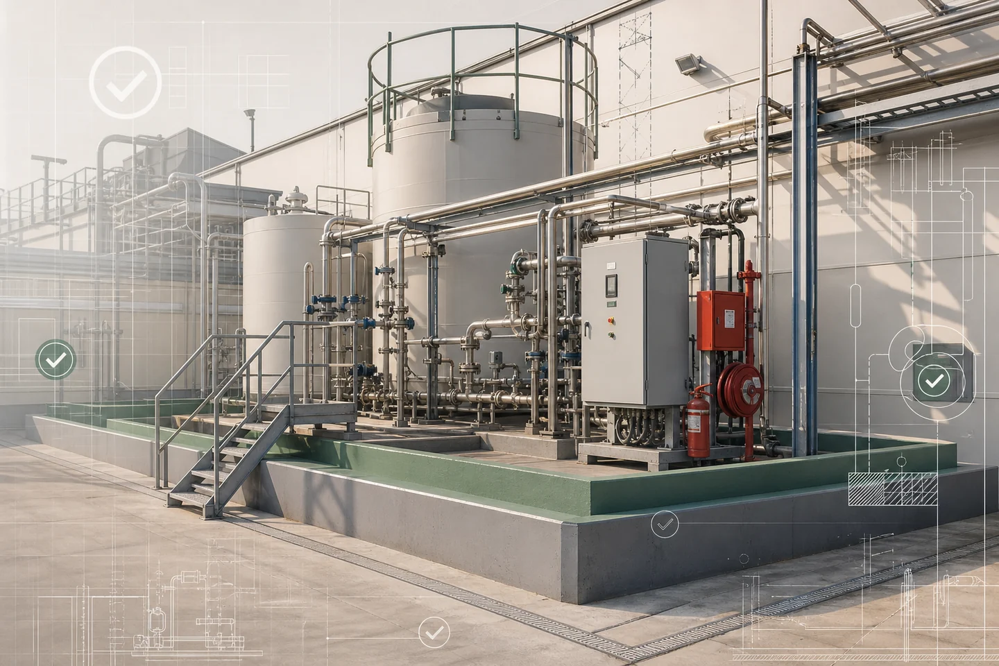 Representación conceptual de una instalación industrial preparada para su legalización